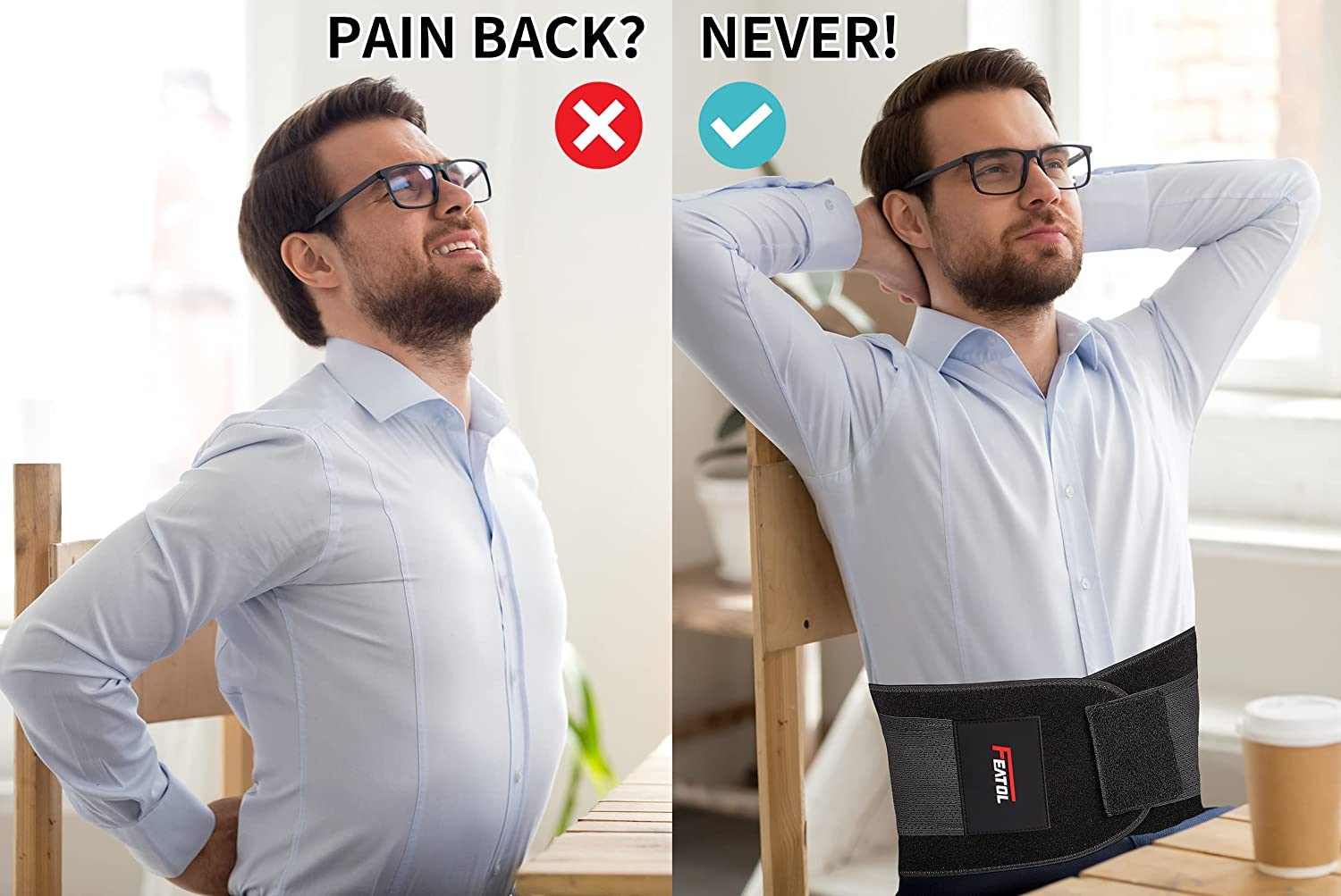 FEATOL back brace offering scoliosis-related stabilization for better alignment.