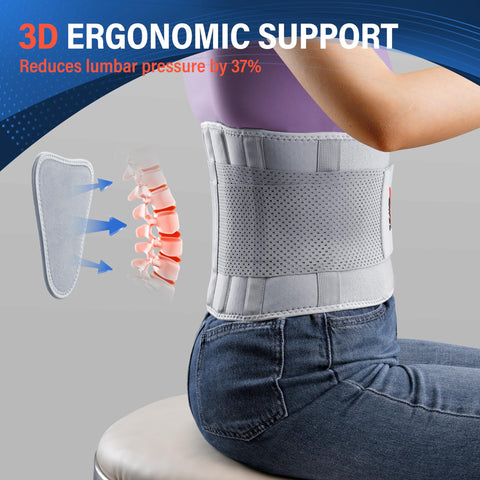 Breathable back support belt keeps you cooler during long shifts.