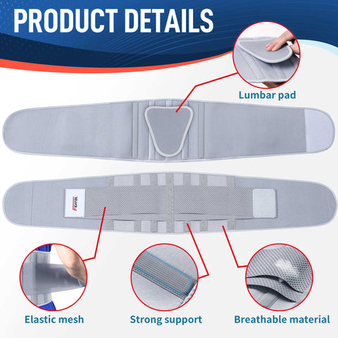 Grey FEATOL back brace offers scoliosis support with comfort.