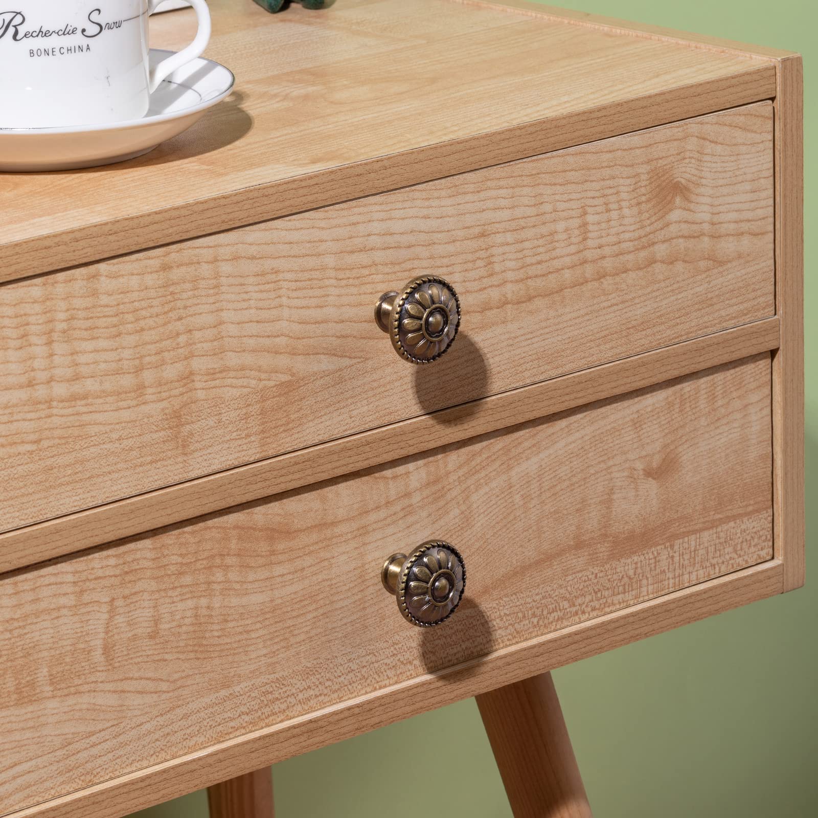 Fecraf knob on a kitchen cabinet enhances vintage charm