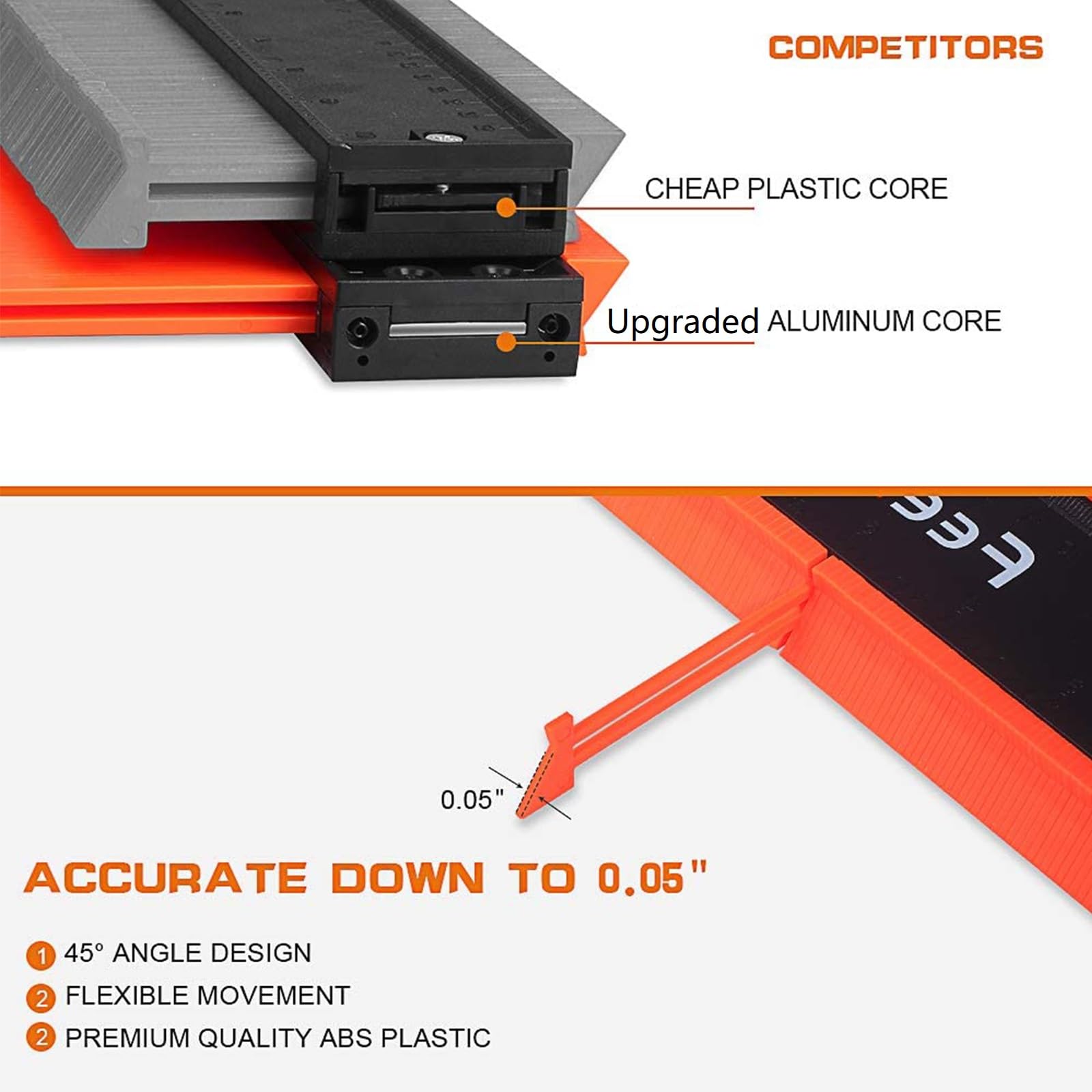 Feeke contour gauge in use on a curved surface for shape transfer