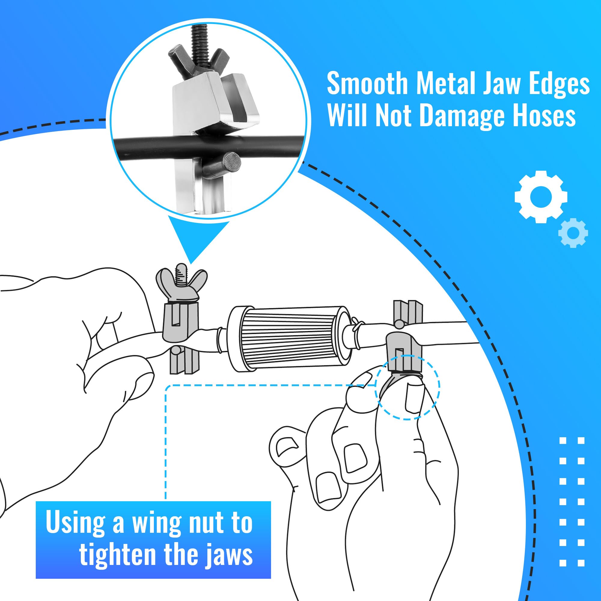 Feekoon compact pliers reach tight spaces for hose clamping tasks.