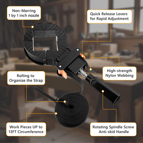 Feekoon thickened nylon strap resists tension for sturdy clamping.