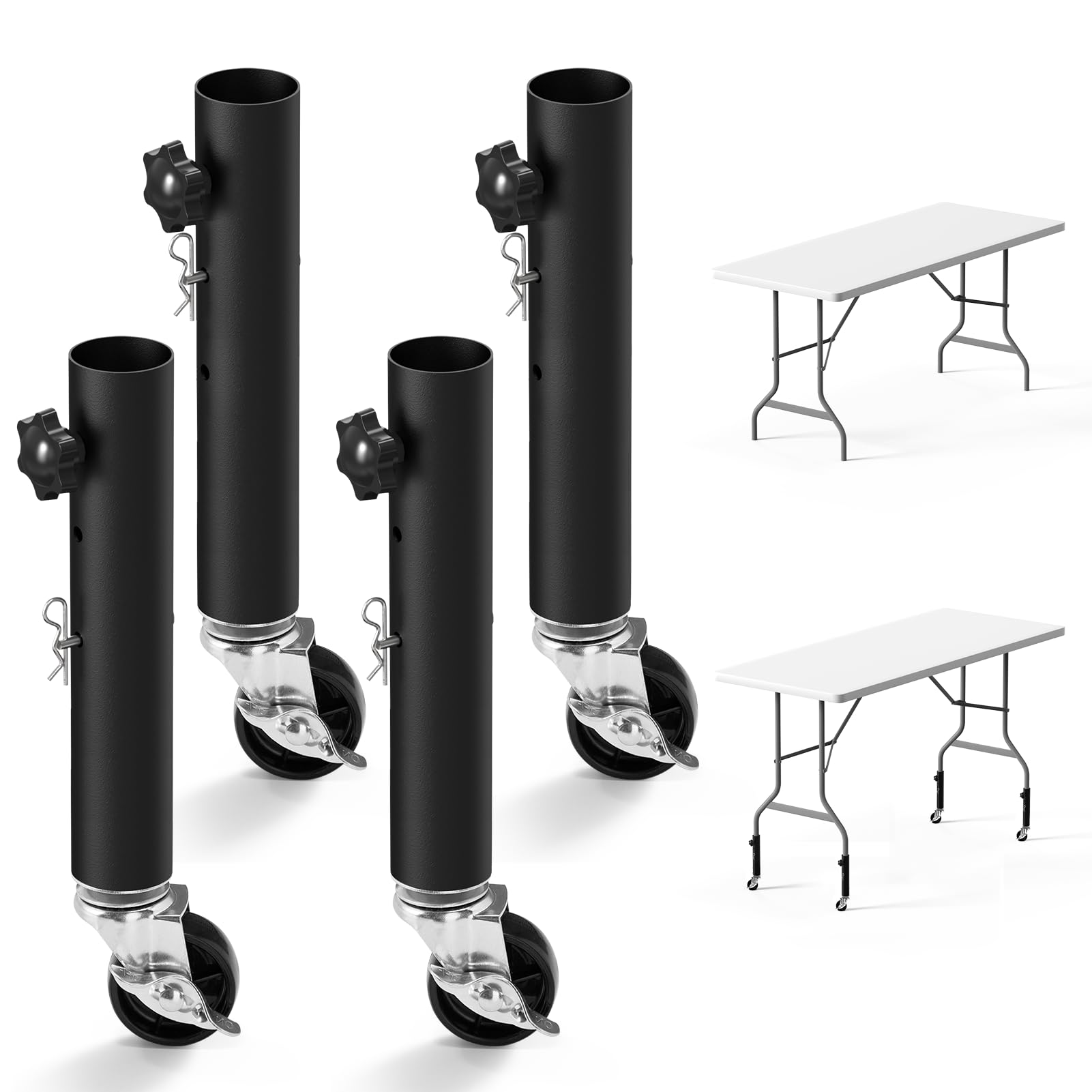 Feeloco table legs with wheels provide smooth mobility across surfaces