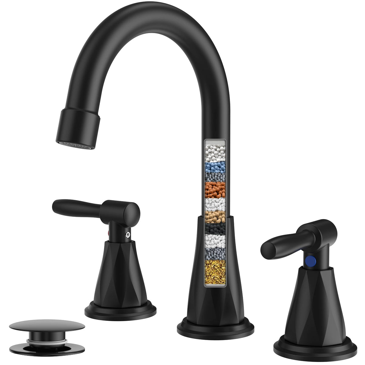 FEELSO bathroom faucet with filter in 8-inch widespread setup for a modern look.
