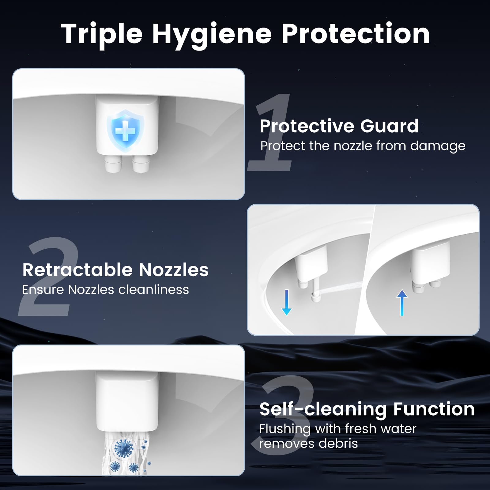 FEELSO bidet with ABS body and stainless hose for durability