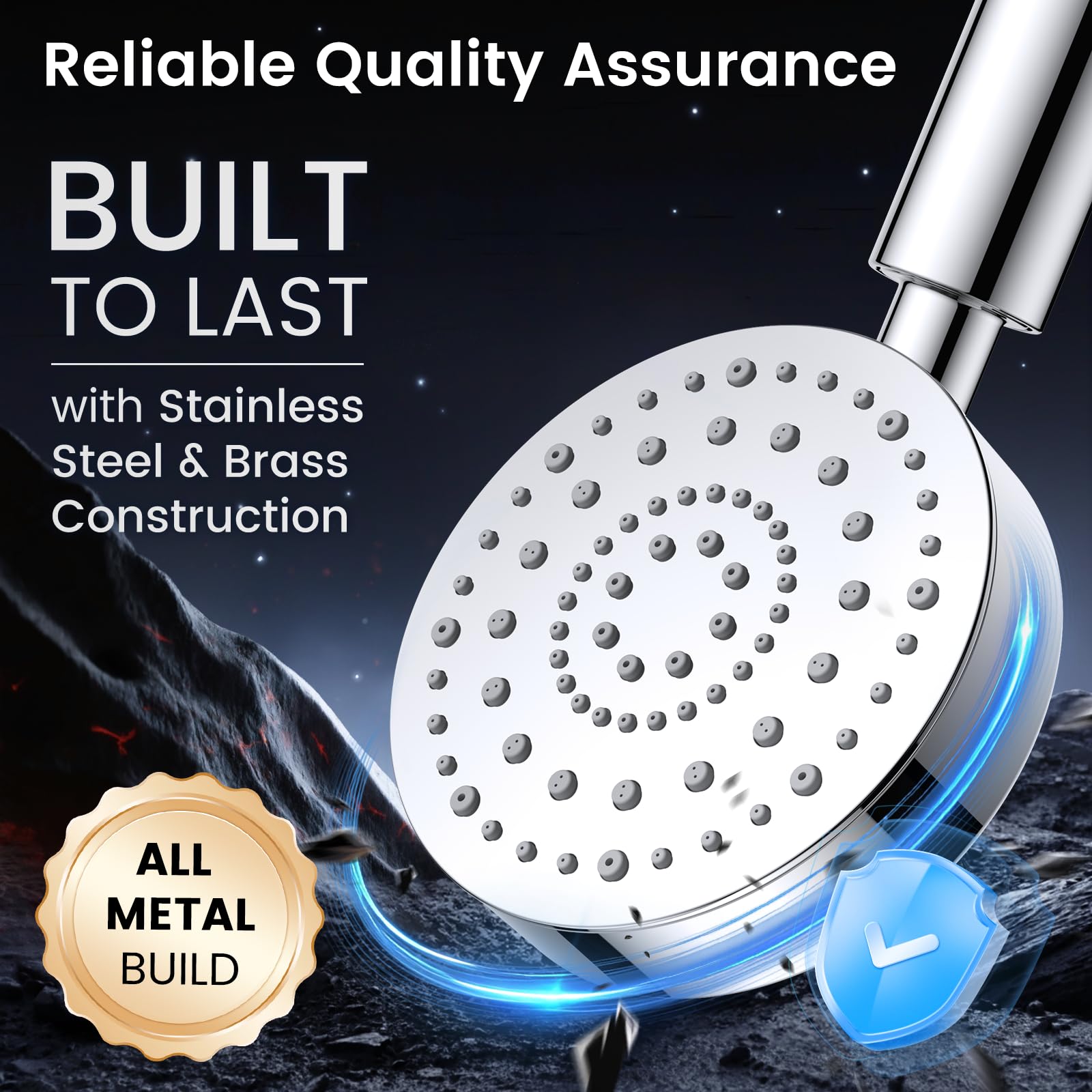 FEELSO brass holder and shower head offering durable mounting.