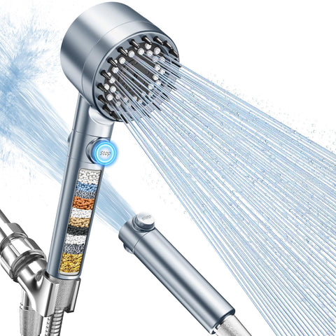 FEELSO filtered shower head with handheld front view delivering a strong spray.