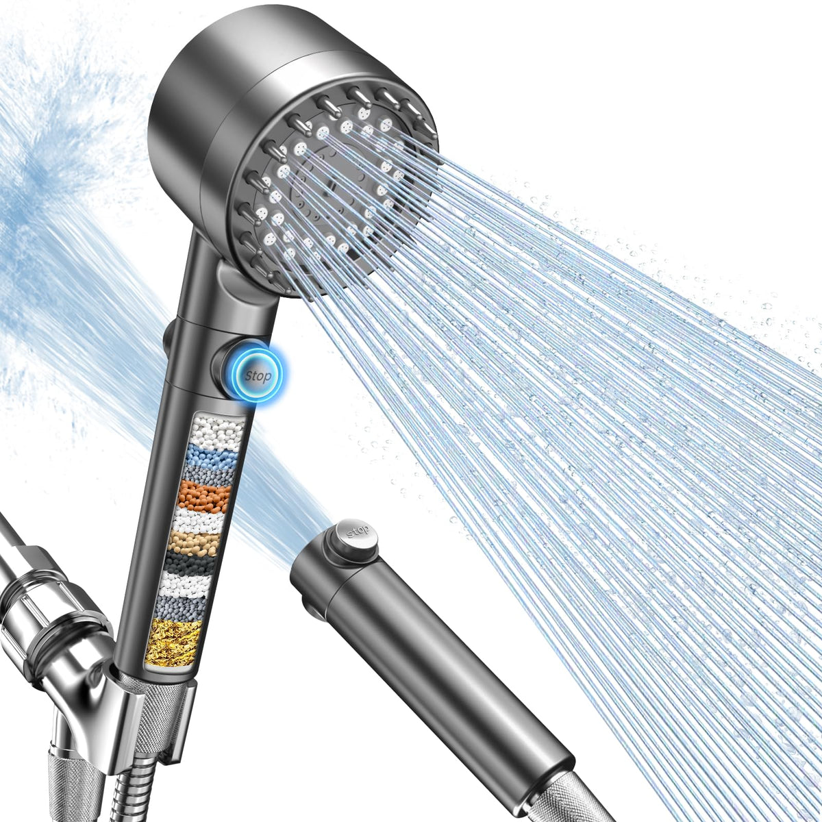 FEELSO filtered shower head handheld delivers a powerful spray for quick showers
