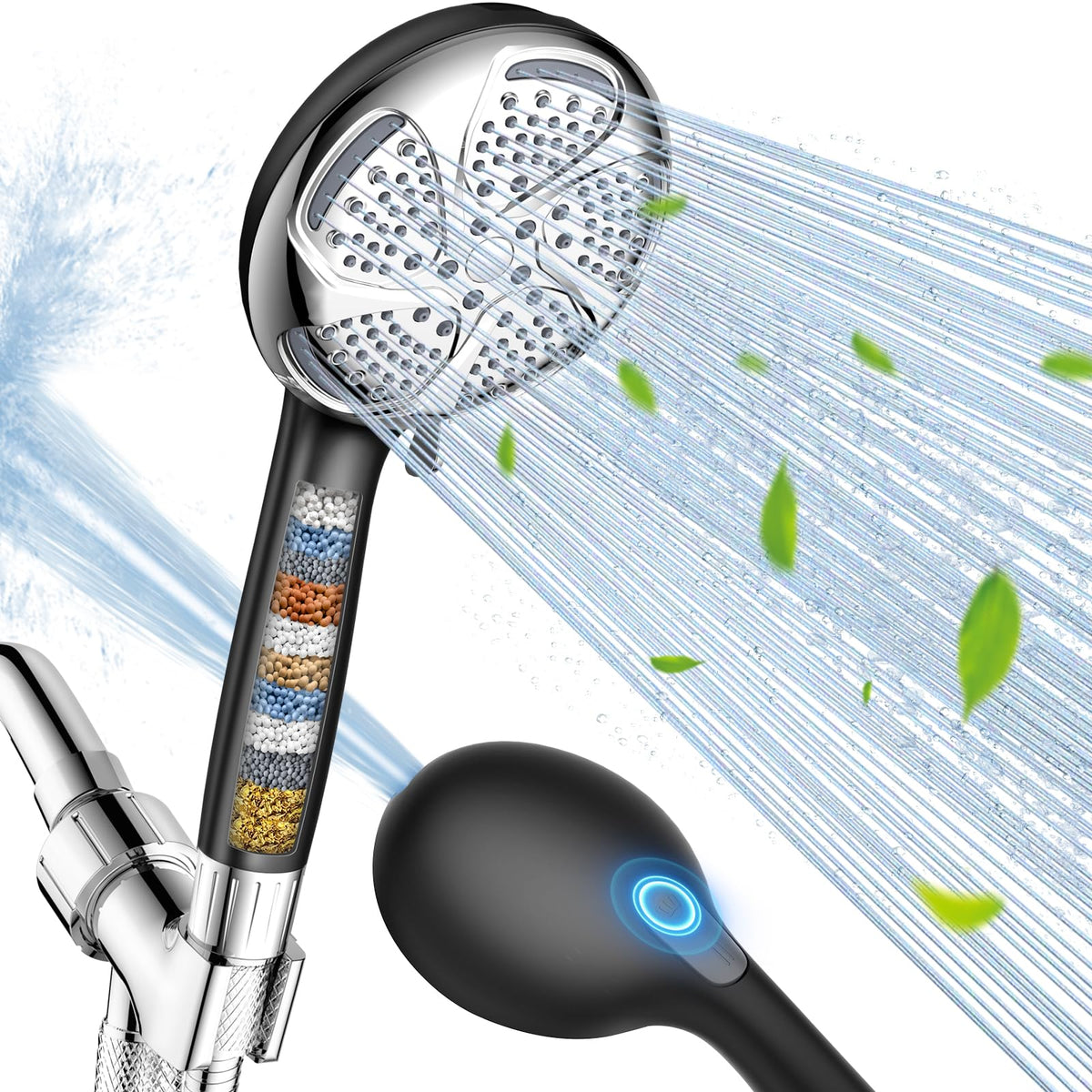 FEELSO filtered shower head handheld with compact design for flexible rinsing and chlorine reduction