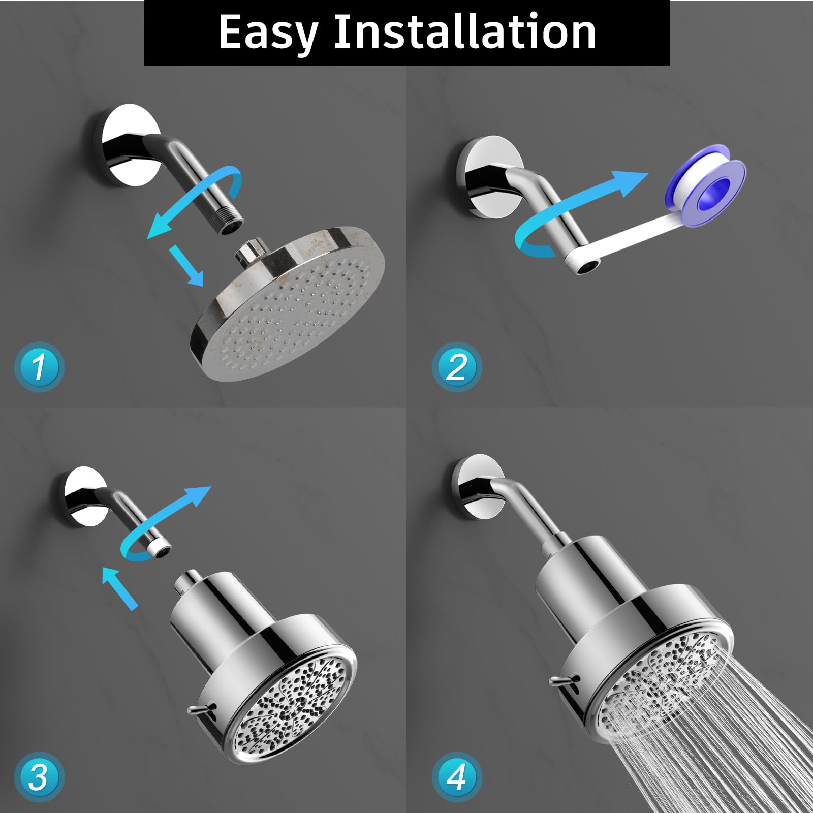 FEELSO Filtered Shower Head universal G1/2 thread fits most showers