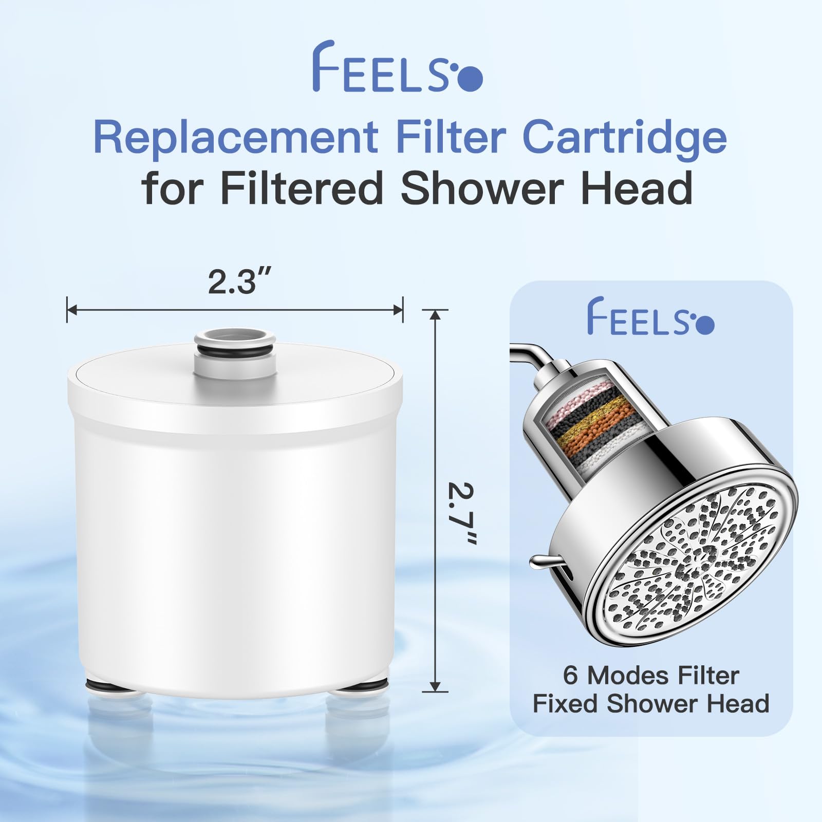 FEELSO KDF-55 calcium sulfite filter core removes chlorine and odors.