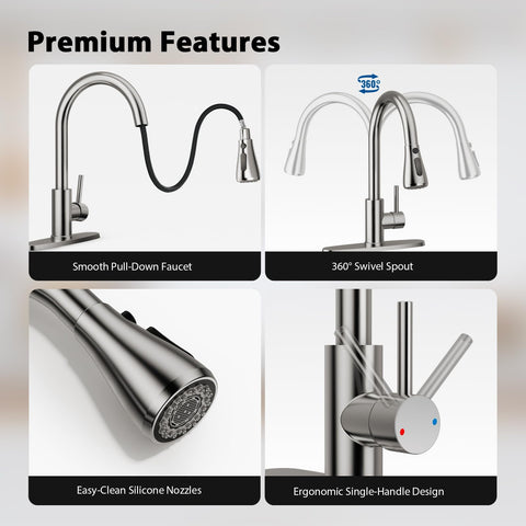 FEELSO 360-degree swivel spout simplifies multitasking and pot cleanup.