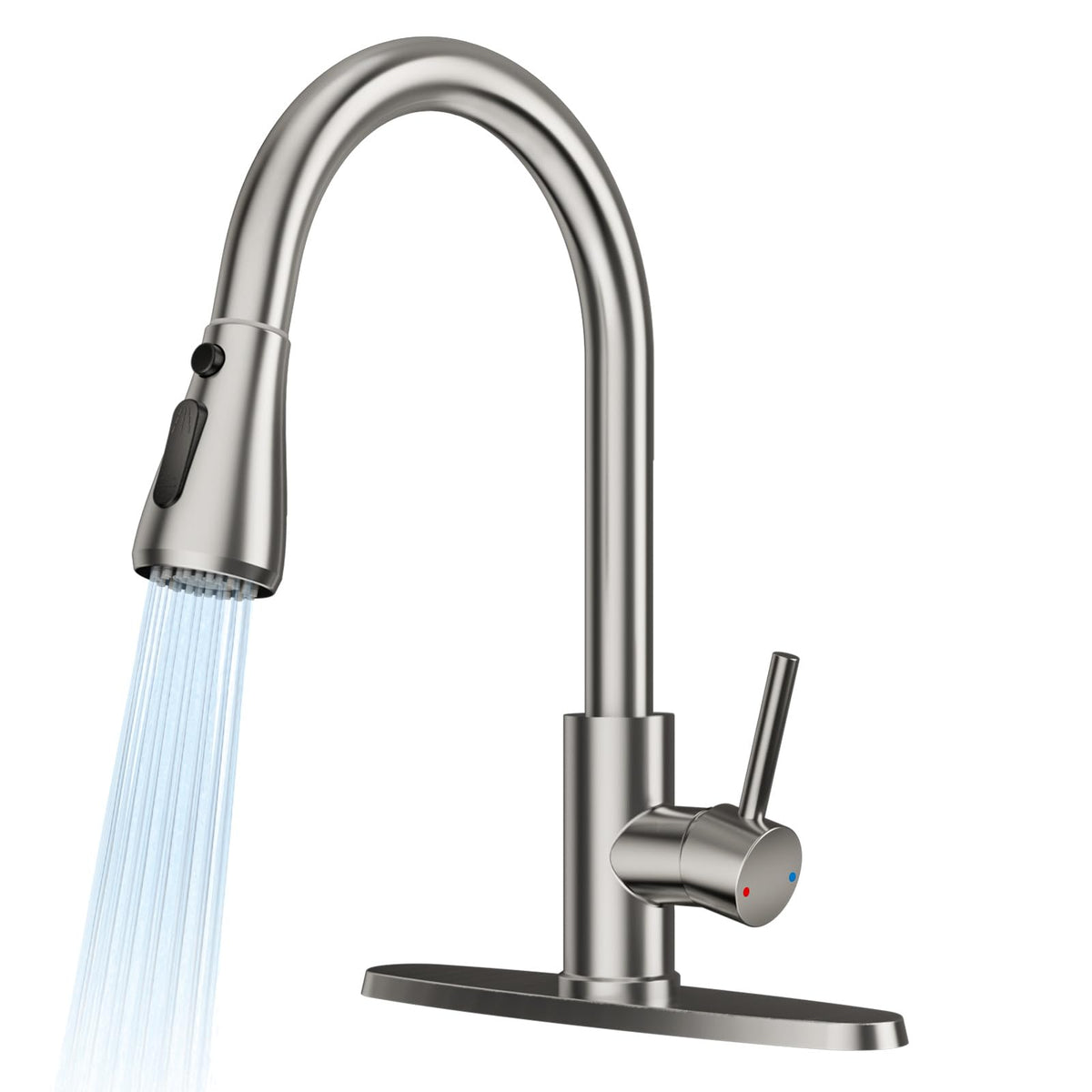 FEELSO kitchen faucet with pull-down sprout for easy sink cleaning and reaching corners.