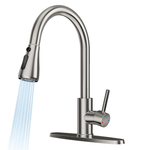 FEELSO kitchen faucet with pull-down sprout for easy sink cleaning and reaching corners.