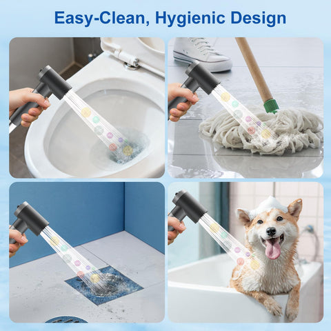 FEELSO multi-use design supports personal hygiene, pet cleaning, and diaper rinsing