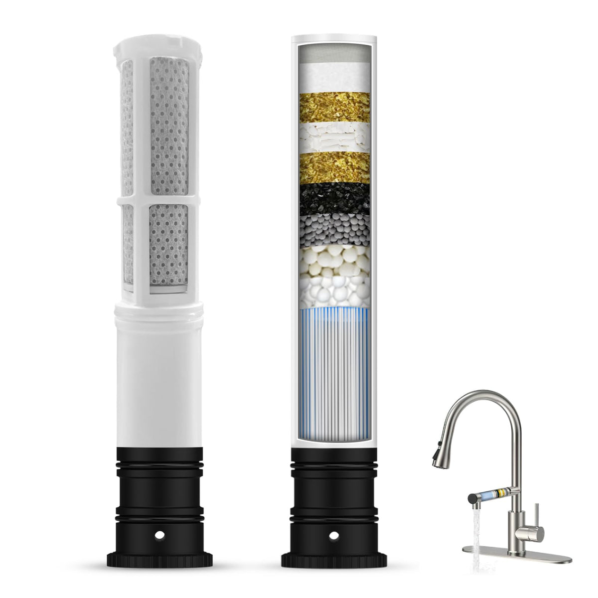 FEELSO replacement filters two-pack reduce lead and chlorine for safer-tasting water.