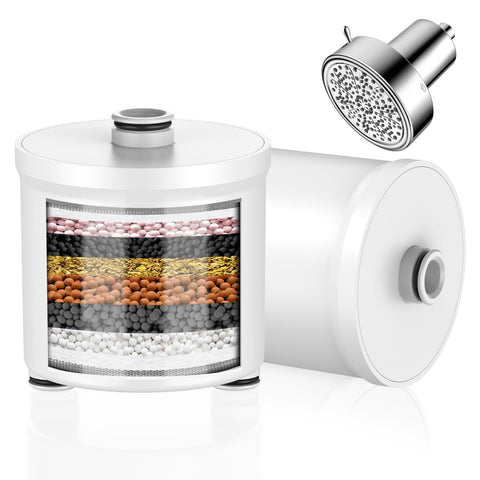 FEELSO two-pack filters for hard water reduce chlorine and impurities for better showers.