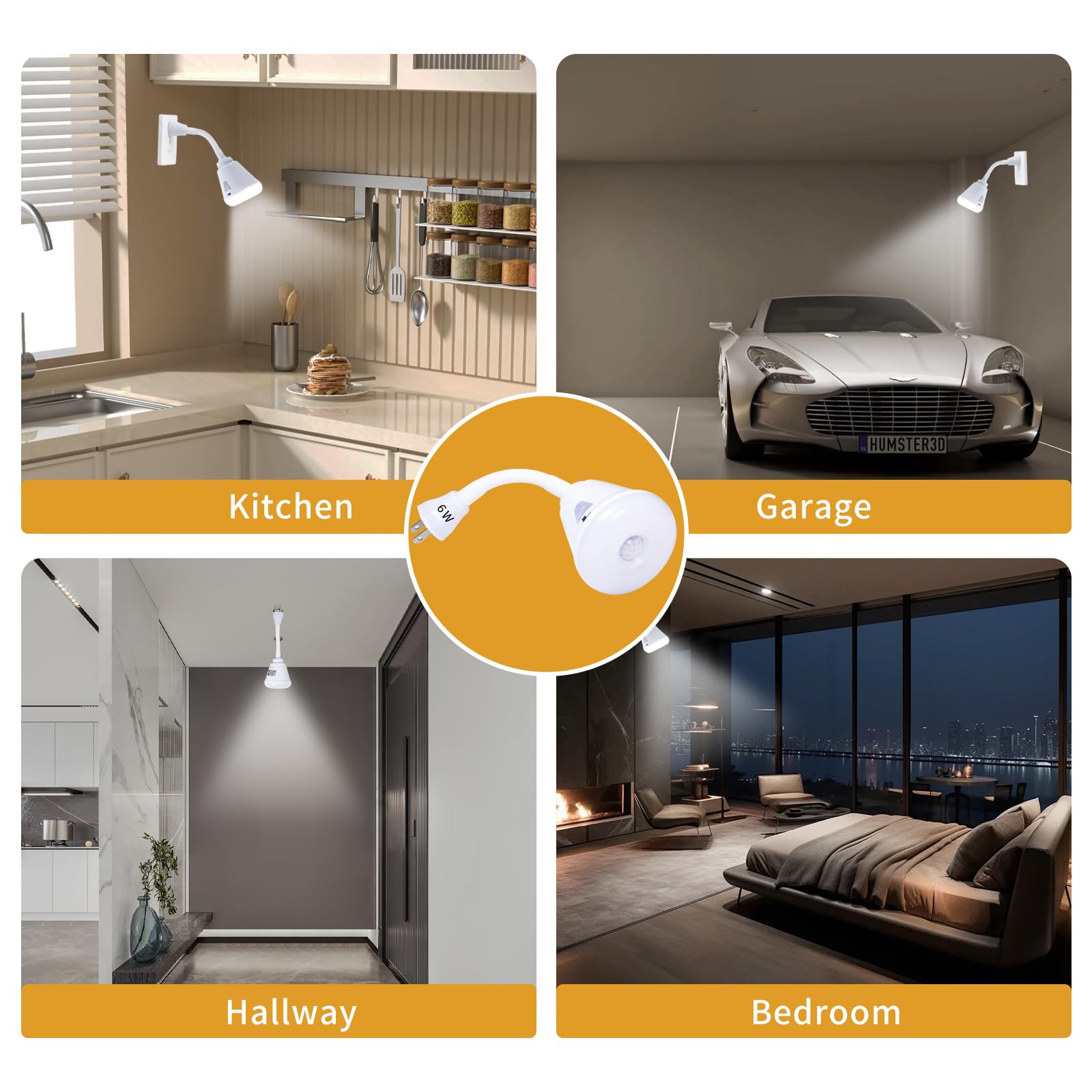 FEFURS energy-saving night light plugs directly into outlets without wiring.