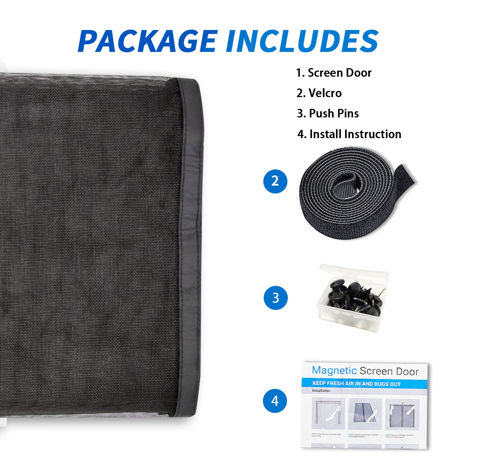 FEGO durable fiberglass door screen for busy homes.