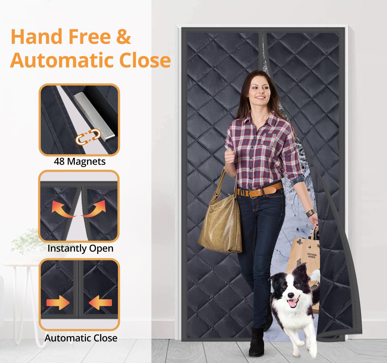 FEGO privacy-protecting curtain for front and interior doors reduces drafts