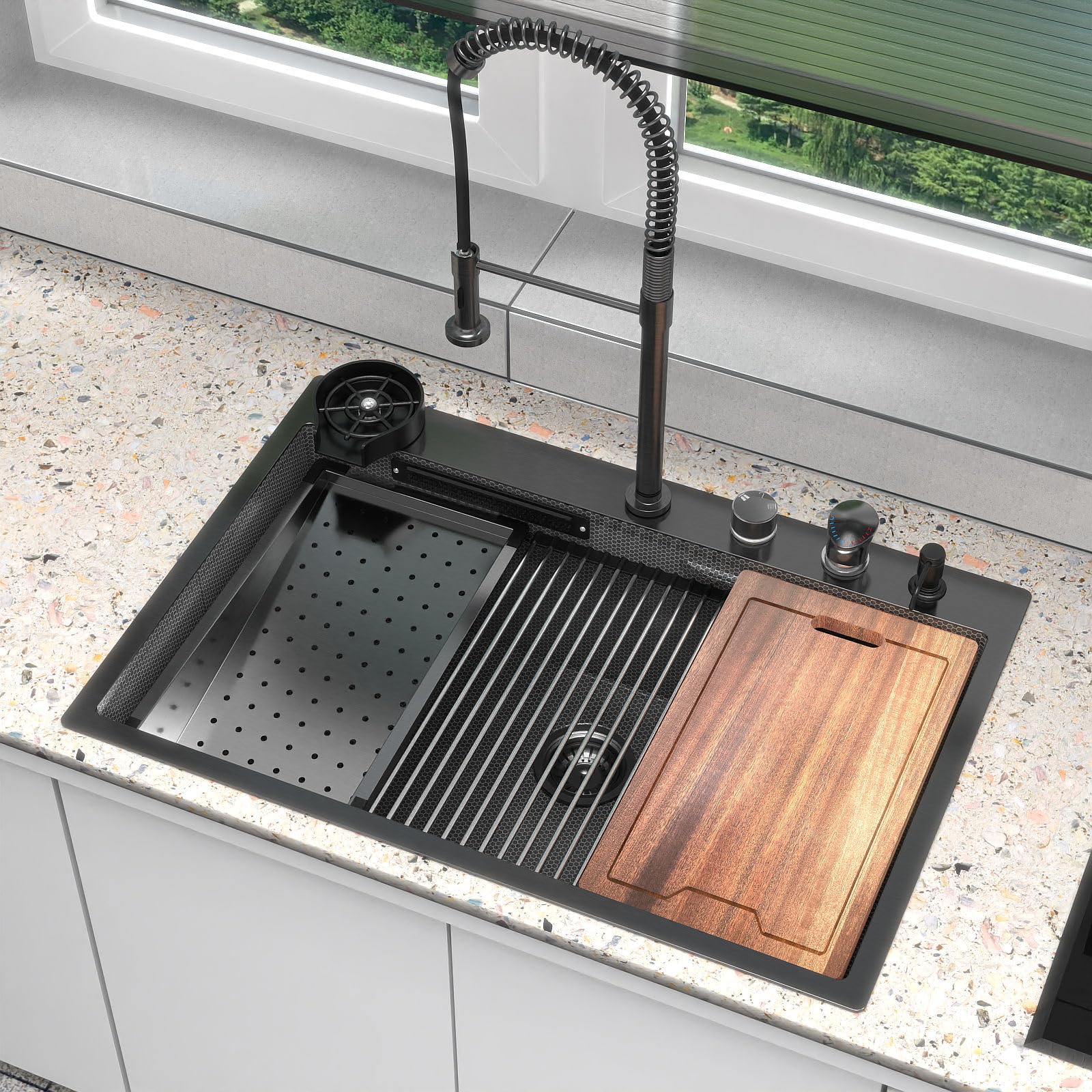 Feibus double-workstation steps maximizing kitchen efficiency