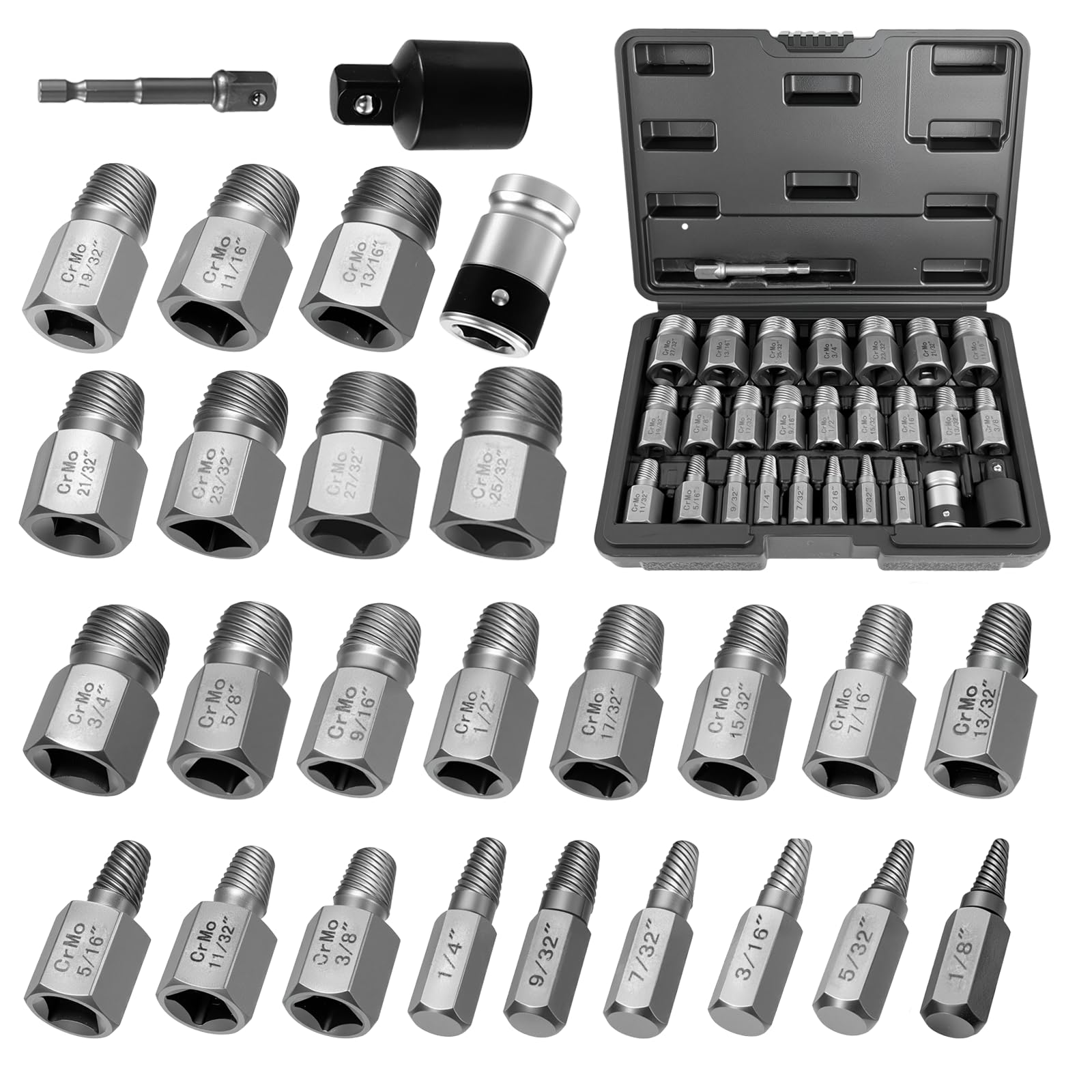 Feikenee screw extractor set in case layout for easy selection
