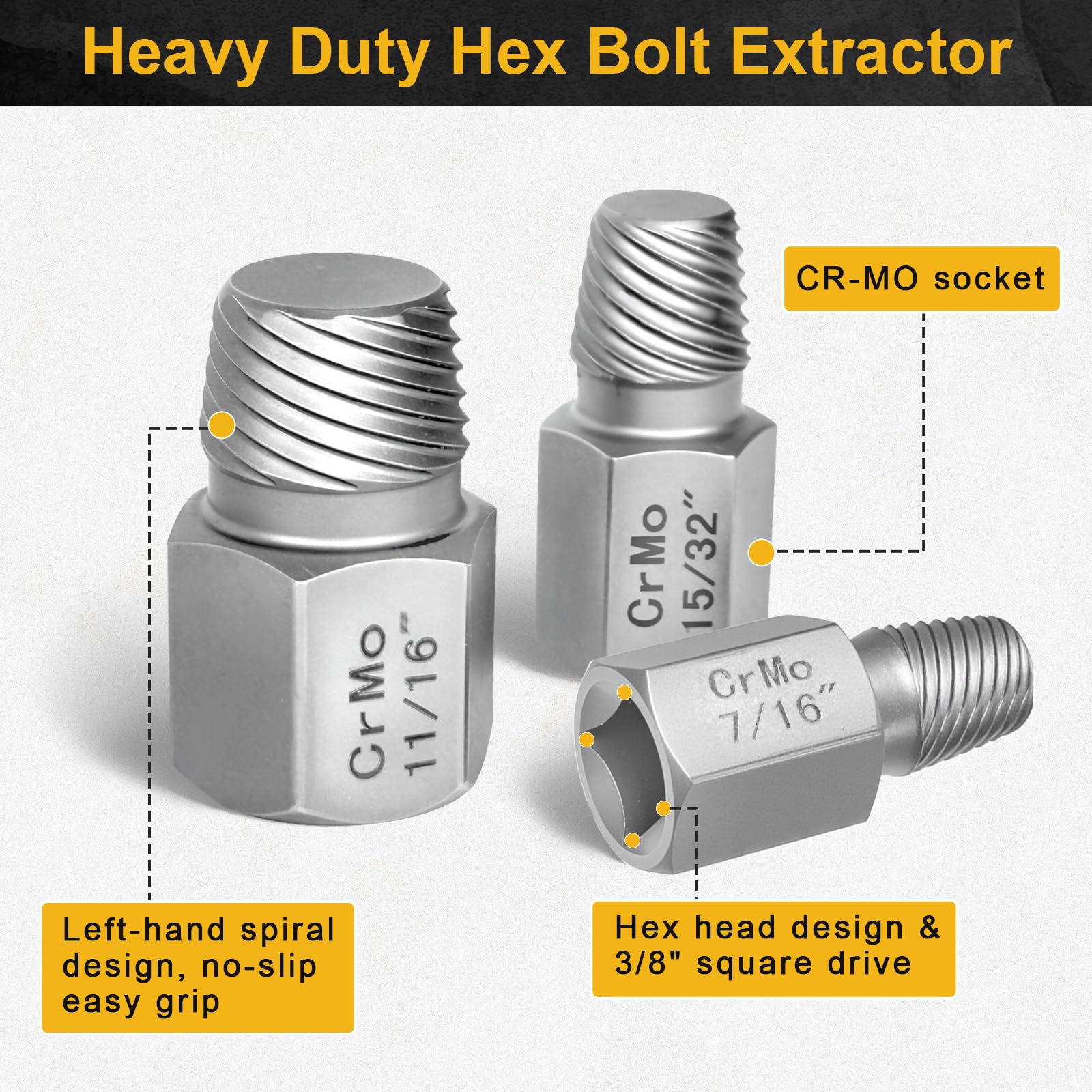 Feikenee CR-MO steel screw extractors with heat-treated finish