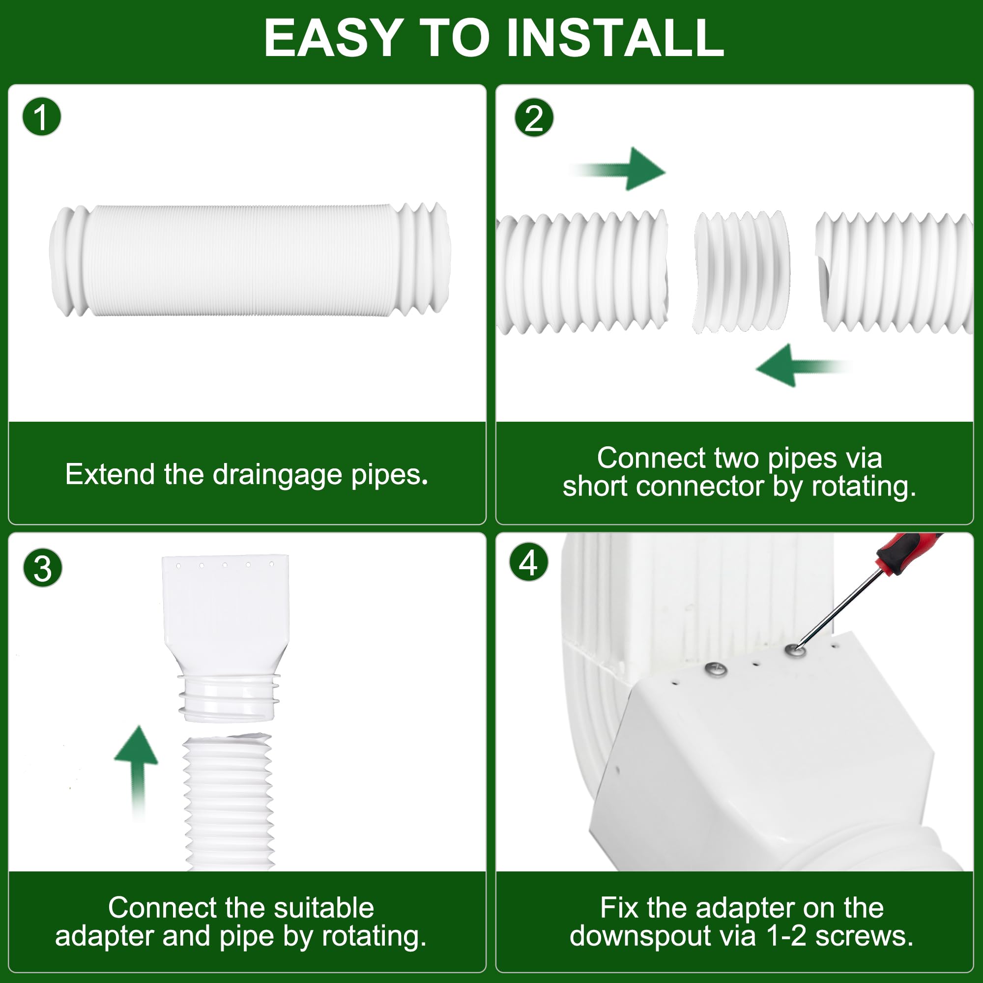 FEILAYDUN adapter installation showing downspout compatibility