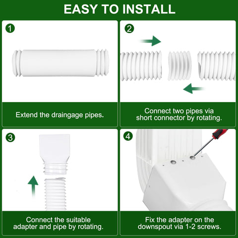 FEILAYDUN adapter installation showing downspout compatibility