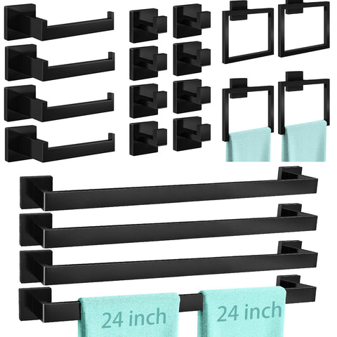 FEILERN 24-inch towel bar in matte black offers ample drying space.