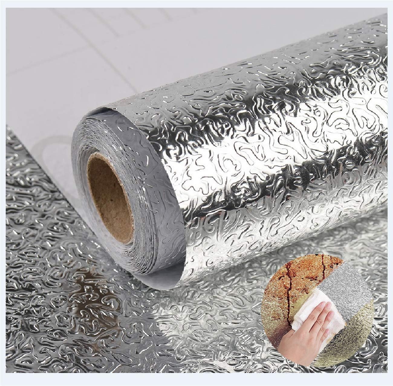 Feisoon silver orange-peel texture backsplash for spill resistance and easy cleaning