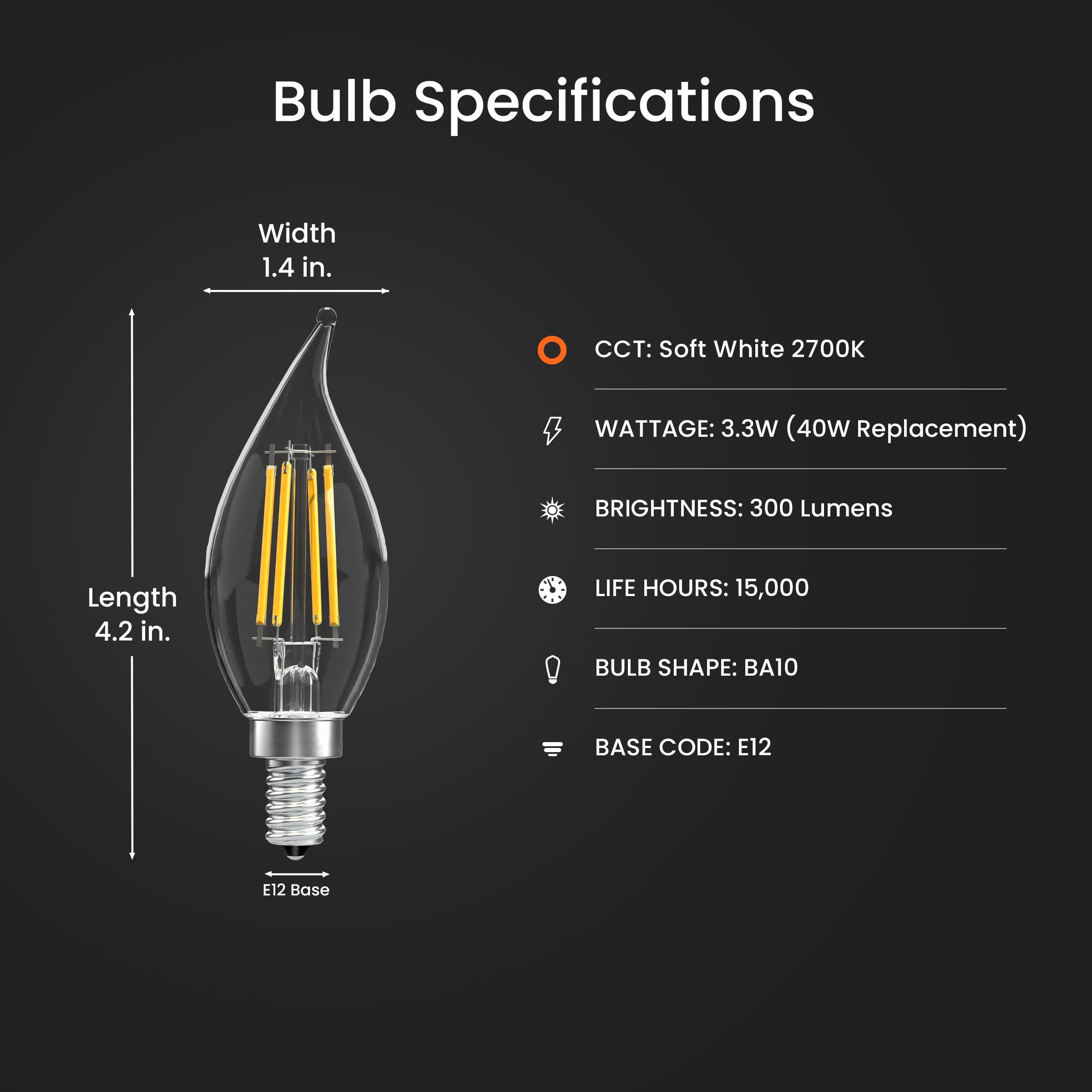Feit Electric 40W equivalent dimmable LED for energy-saving lighting.