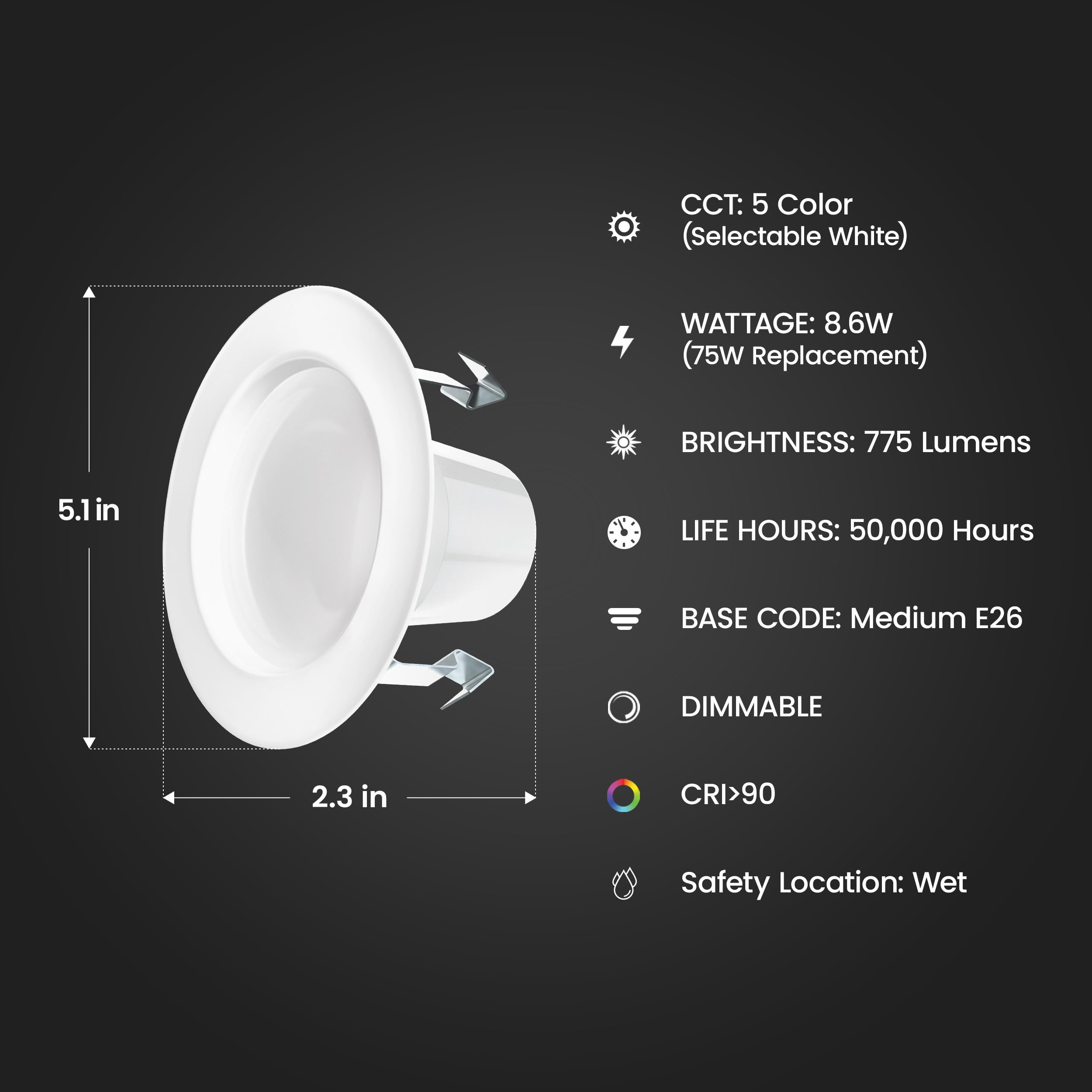 Feit Electric 4in downlight bright 775 lumens enhances living room visibility