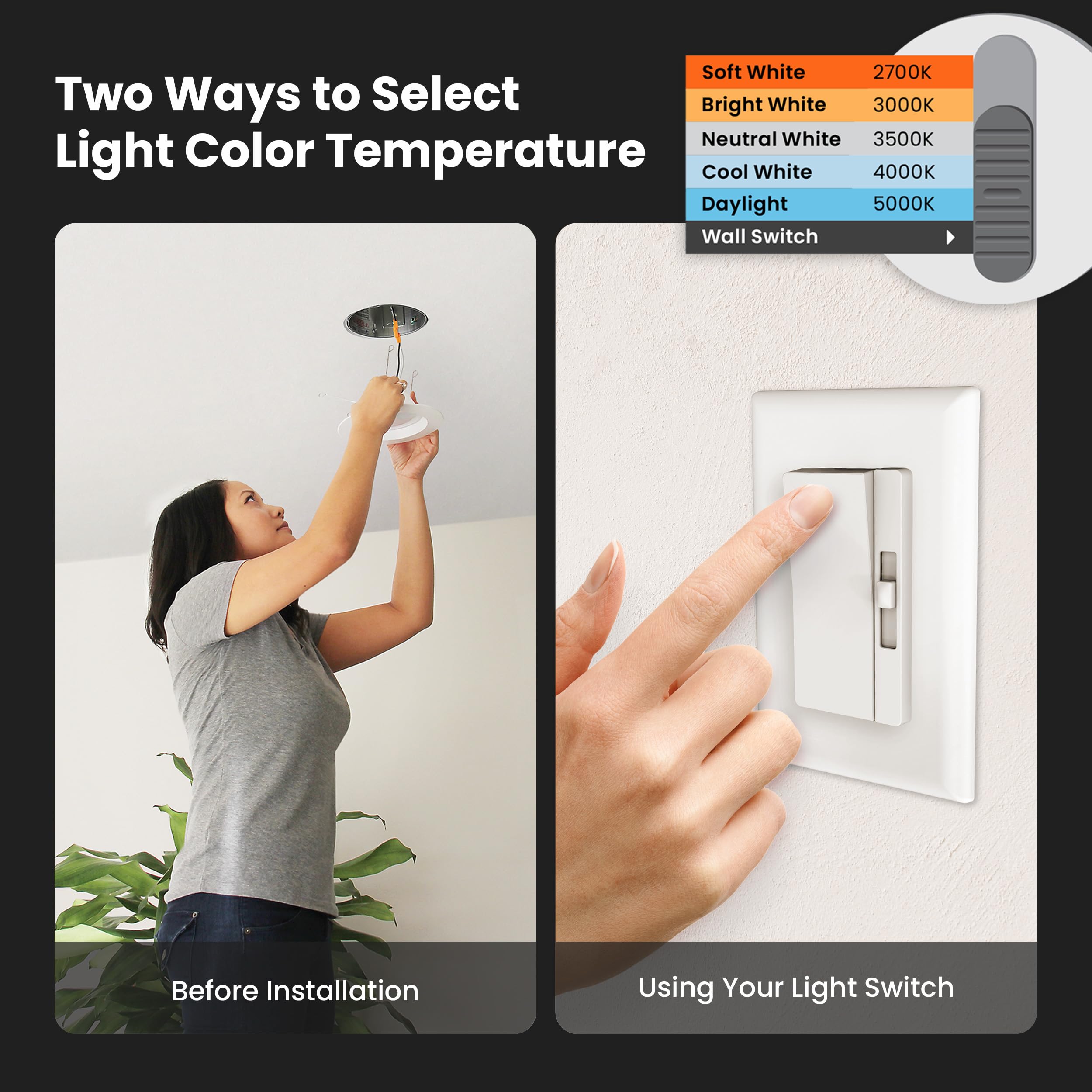 Feit Electric 4in downlight dimmable option for adjustable ambience