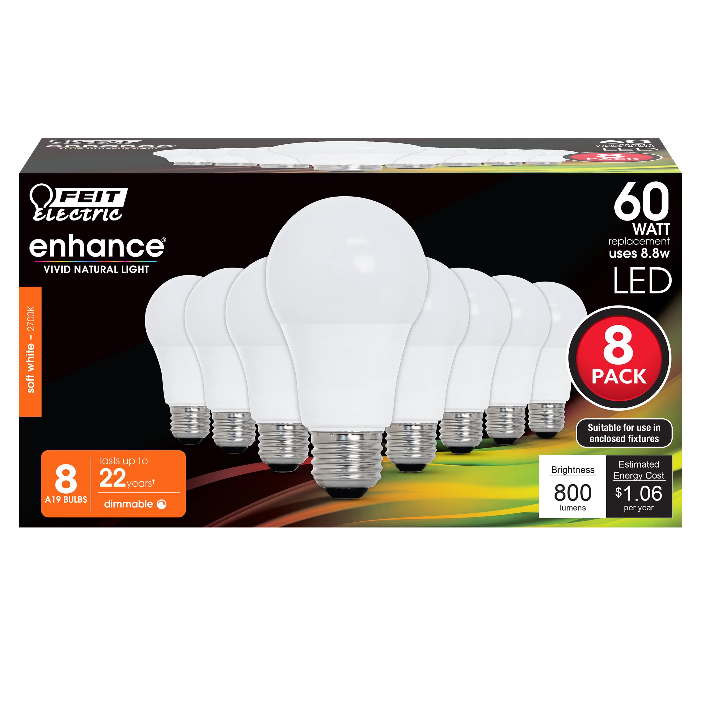 Feit Electric A19 LED bulb 800 lumens soft white for living spaces