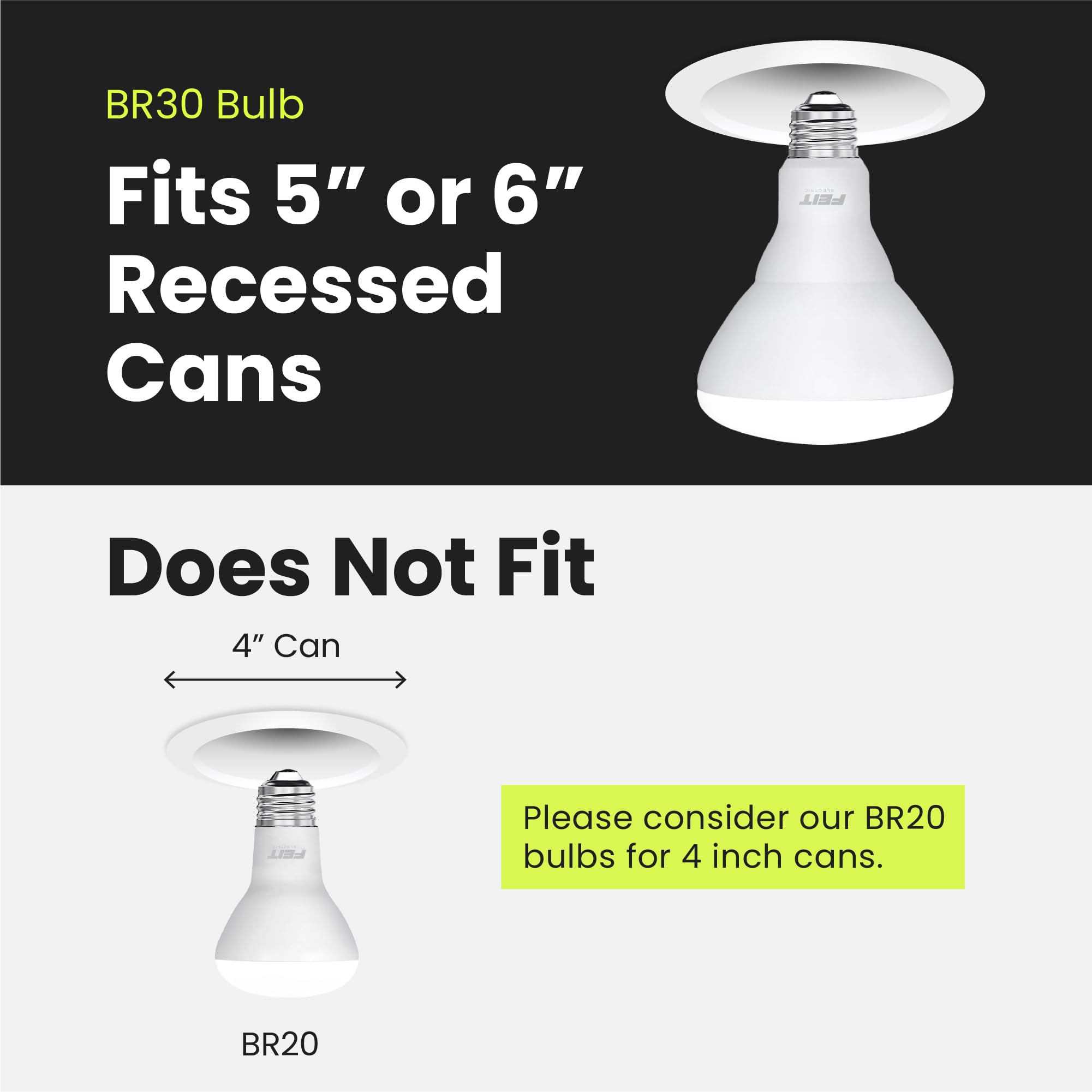 10-year lifespan Feit BR30 LED bulb for less maintenance.