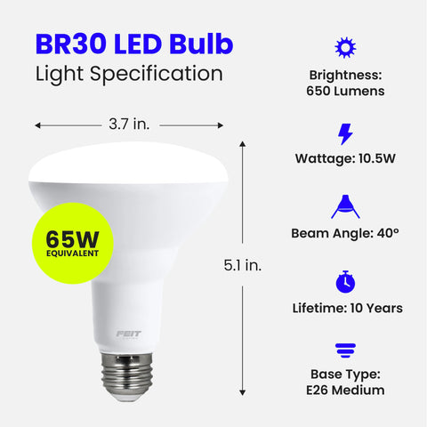 650 lumen BR30 provides bright, even lighting in living areas.
