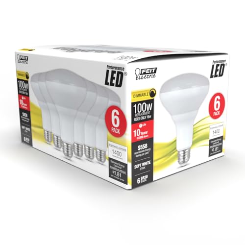 Feit Electric BR30 saves energy versus 65W incandescent bulbs.