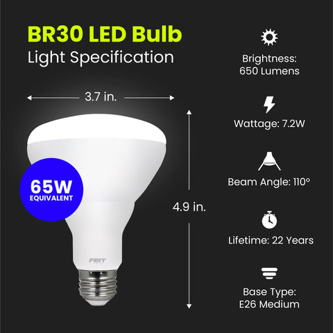 Feit Electric BR30 LED bulb with E26 base fits recessed cans easily