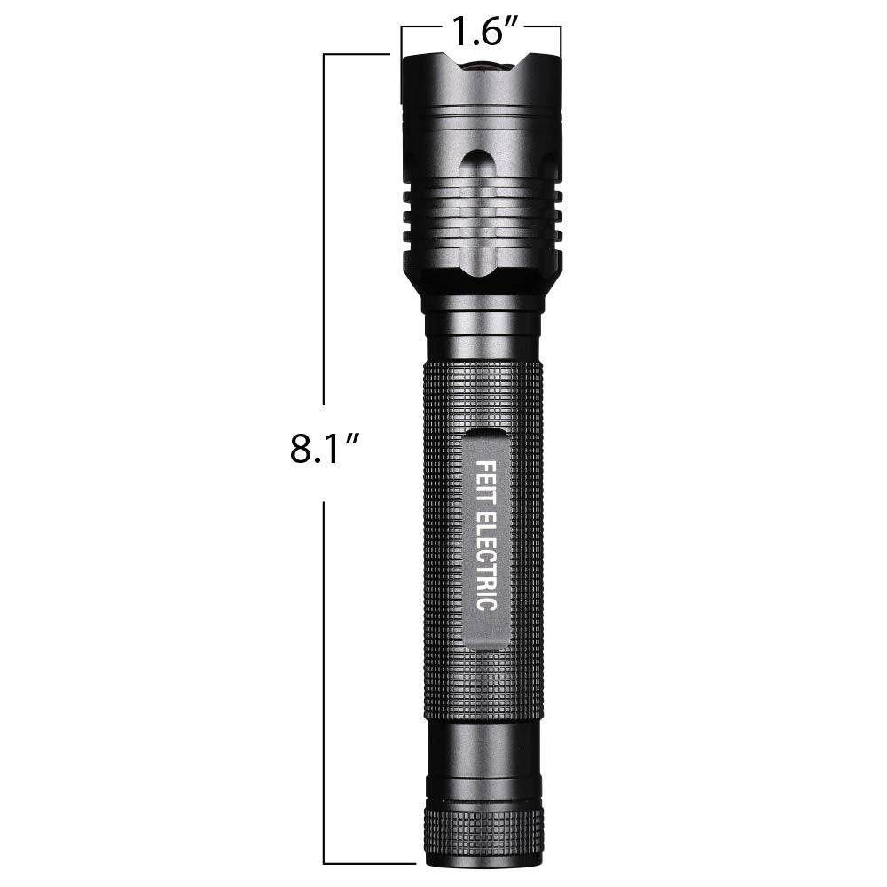 Feit Electric LED tactical flashlight uses three C batteries (not included) for power