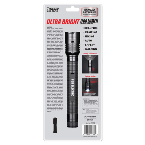 Feit Electric flashlight zoomable beam providing precise target coverage