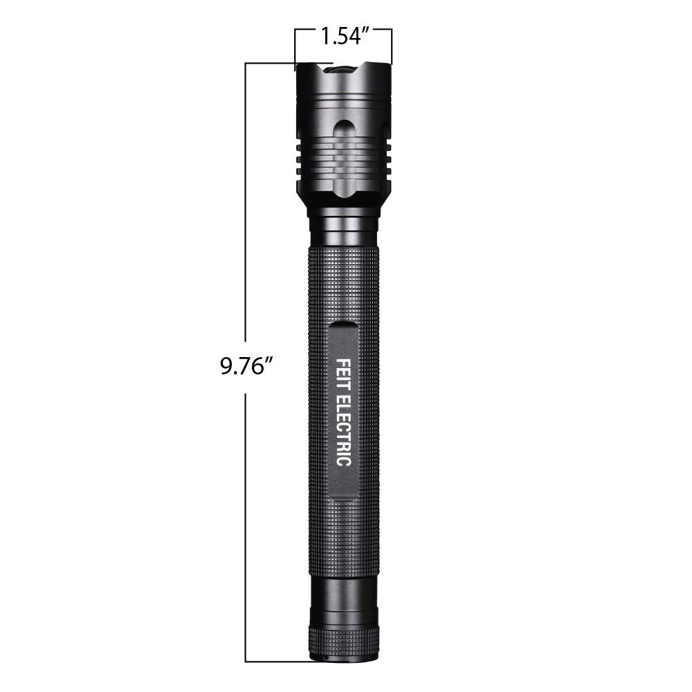 Feit Electric tactical bezel on flashlight for emergency glass breaking