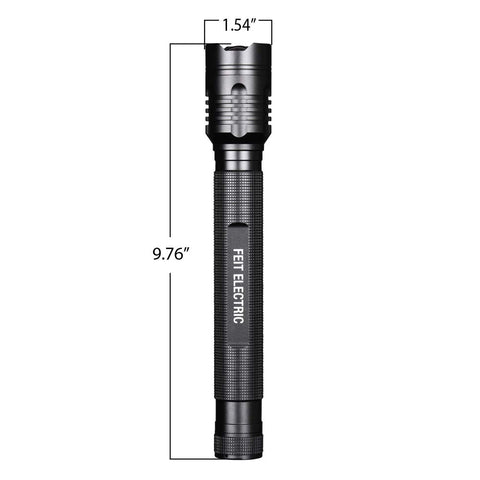 Feit Electric tactical bezel on flashlight for emergency glass breaking
