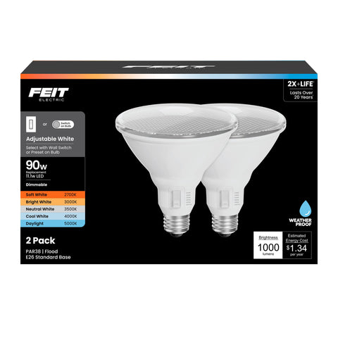 Feit Electric PAR38 dimmable 2700K for warm living room ambience