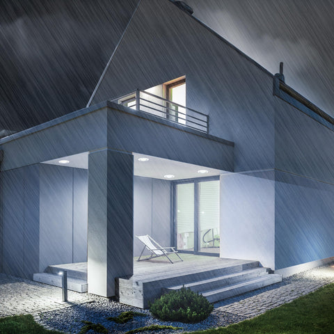 Feit Electric PAR38 LED daylight bulb offers 5000K illumination for clear outdoor visibility.