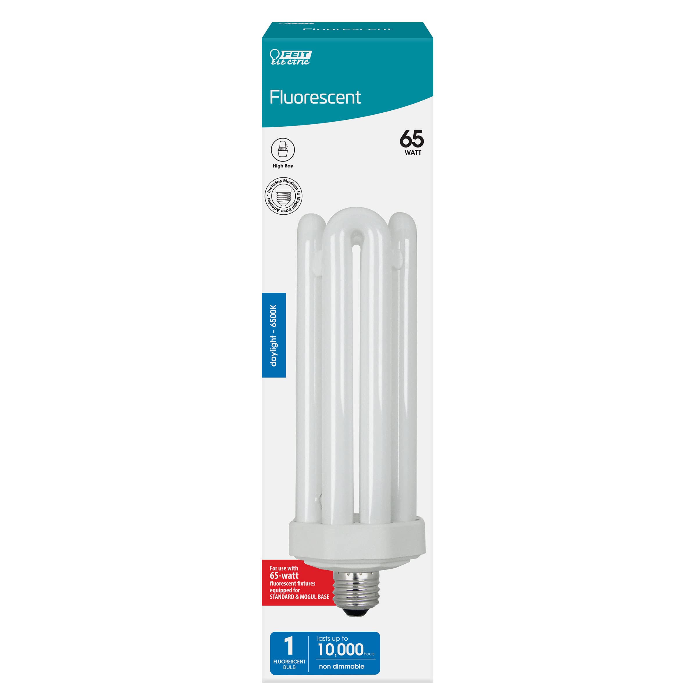 Feit Electric PLF65 quad-tube daylight bulb delivers crisp 6500K brightness for clear visibility