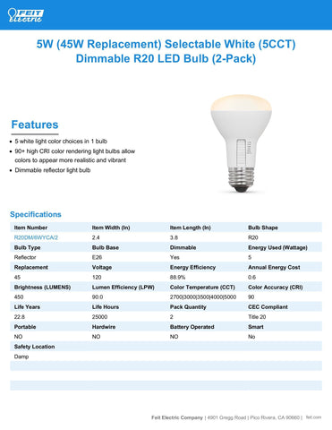 Feit Electric R20 is mercury-free, eco-friendly choice for sustainable home lighting.