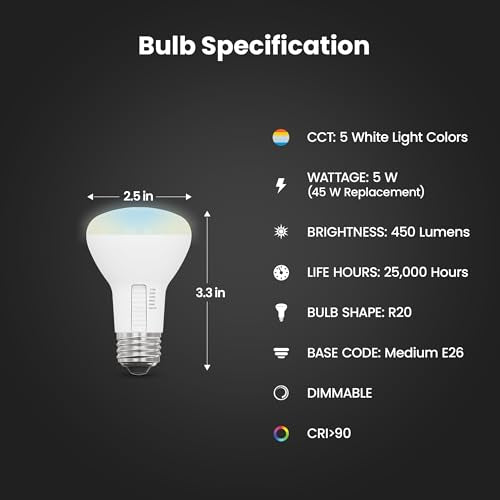 Feit Electric R20DM6WYCA demonstrates 5CCT on bulb for instant color warmth or daylight.