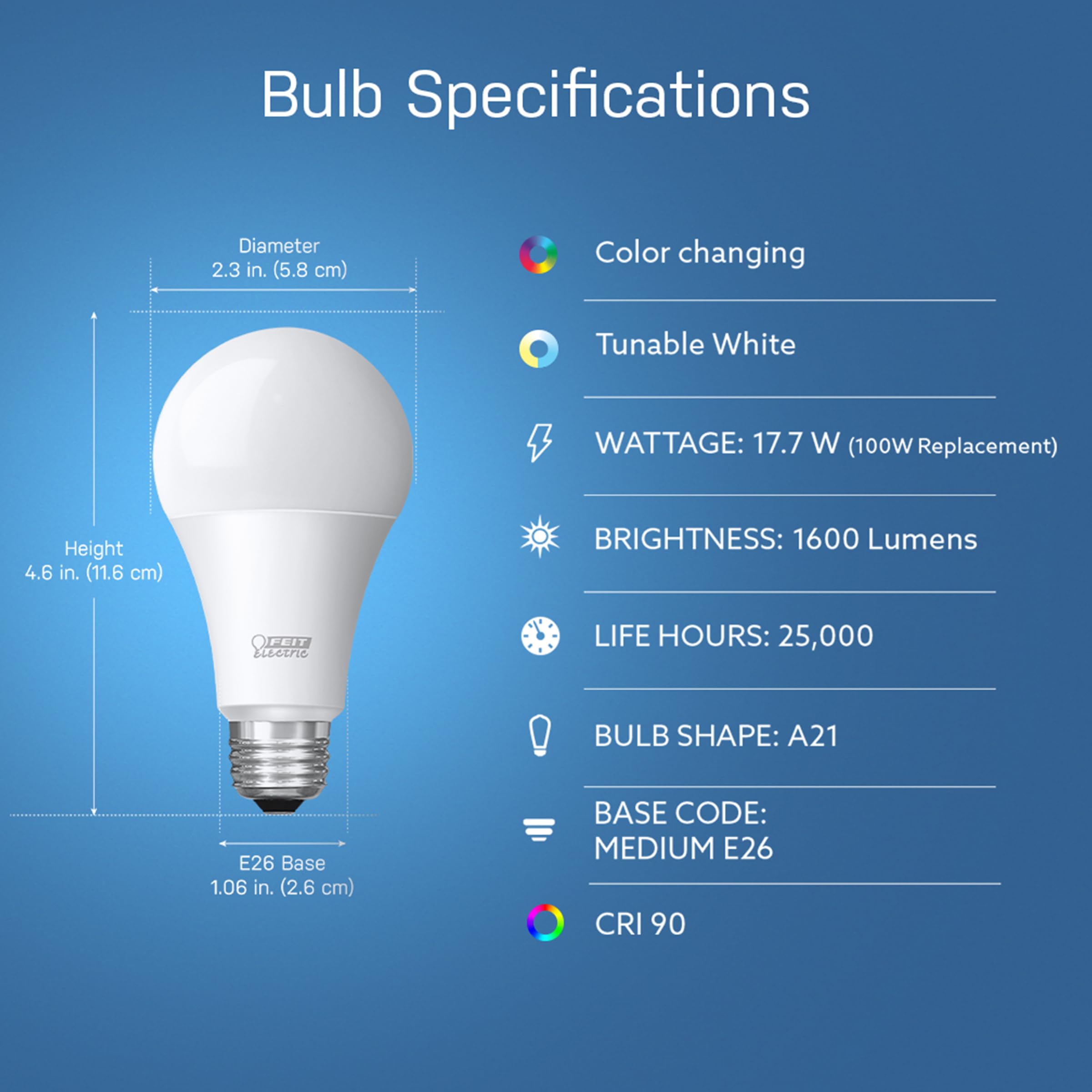 Feit Electric Smart Bulb tunable white bedroom for relaxation and focus.